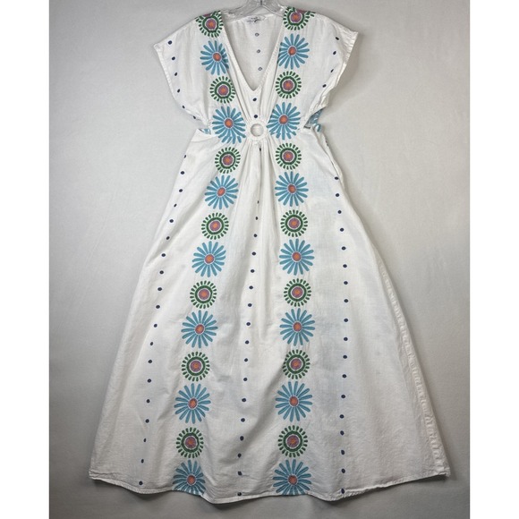 Formula Joven White Embroidered Dress Small Floral Cutout Cotton Boho - Picture 2 of 11